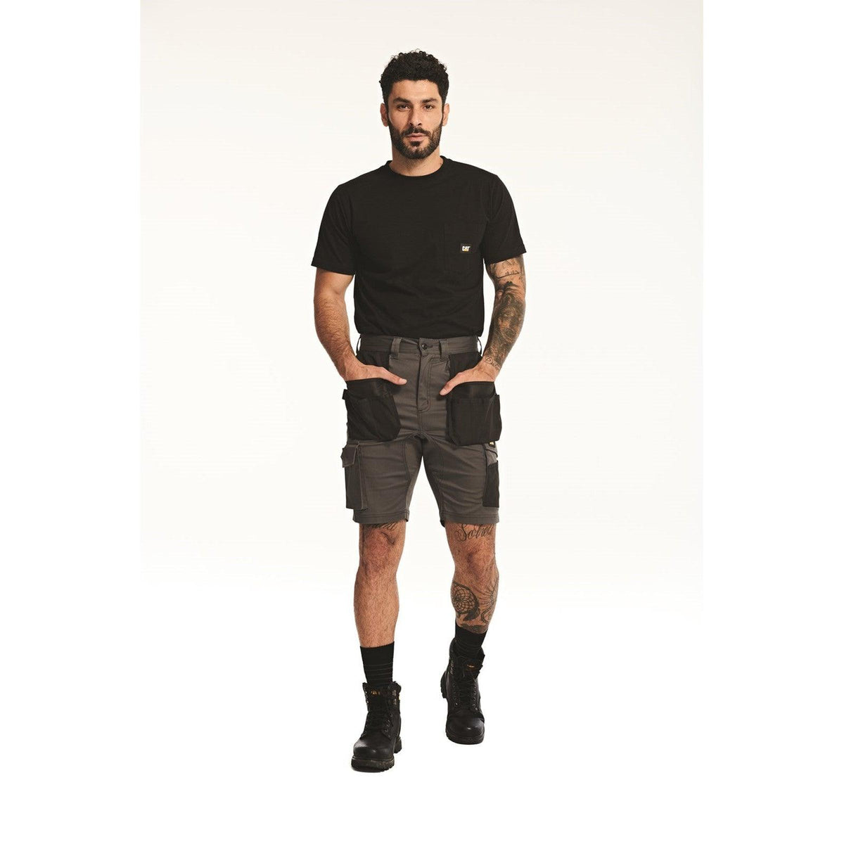 Shorts de Bolso Essenciais com Stretch  Cinza Escuro